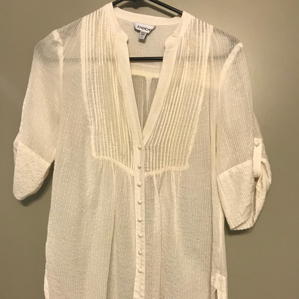 Long linenish, 3/4, button down